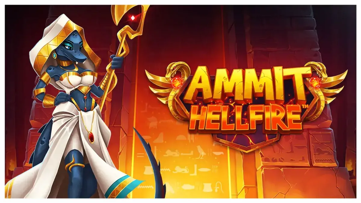 Interface do slot Ammit Hellfire com a deusa Ammit e elementos egípcios