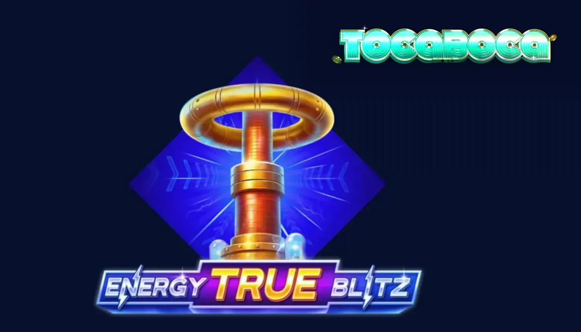 Interface brilhante e neon do caça-níqueis Energy True Blitz com símbolos de eletricidade