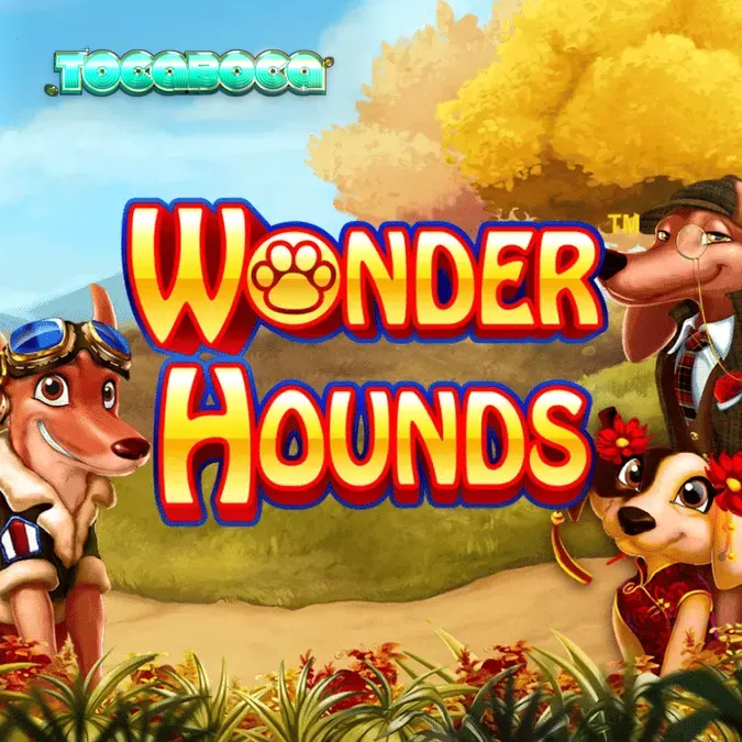 Interface do jogo de slot Wonder Hounds com tema de cachorros
